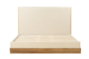 English Elm Zoey Queen Bed Wire-brushed Oak Veneer and Upholstered Headboard for Modern Bedroom B2756S00023