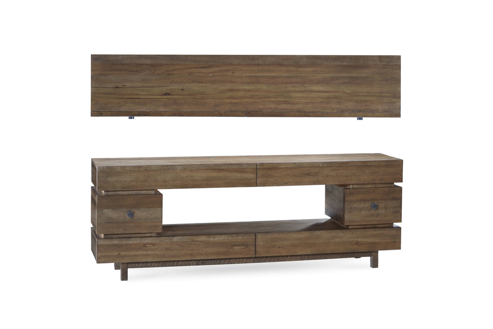 A.R.T. Furniture Epicenters Williamsburg Entertainment Console - Stylish Reclaimed Pallet Wood With Open Shelves & 6 Drawers Brown, Brown Material, Wood 223423-2302