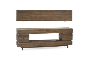 A.R.T. Furniture Epicenters Williamsburg Entertainment Console - Stylish Reclaimed Pallet Wood With Open Shelves & 6 Drawers Brown, Brown Material, Wood 223423-2302