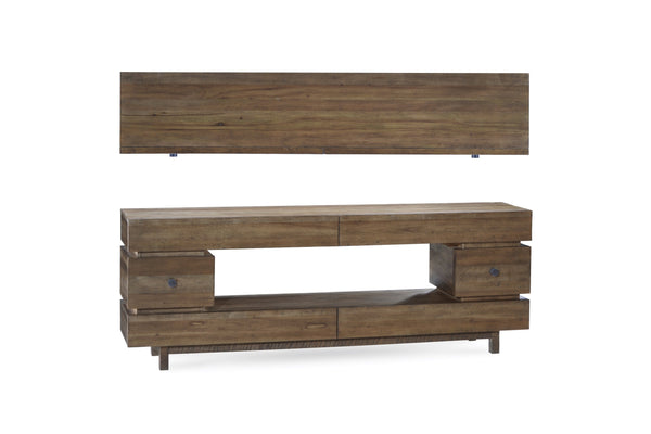 A.R.T. Furniture Epicenters Williamsburg Entertainment Console - Stylish Reclaimed Pallet Wood With Open Shelves & 6 Drawers Brown, Brown Material, Wood 223423-2302