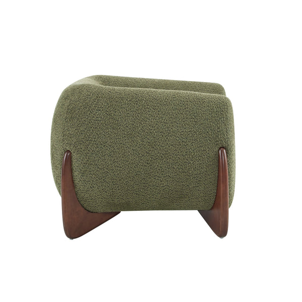 English Elm Christopher Knight Home® - Modern Upholstered Round Arm Accent Chair with Velvet Finish, Elegant Curved Back and Three Legs Design Olive Green,Walnut 39.5 L x 32.5 W x 23.25 H N776P216196G