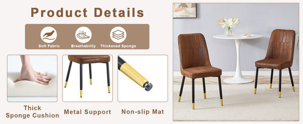 English Elm Table & 4 Chairs Set - Modern Minimalist 42" Round Dining Table With Deep Walnut Top & Techno-Fabric Seating W1151S03749-GIGA