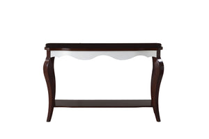 English Elm Mathias White and Wood Finish End Table with Birch Veneer Poplar Frame for Timeless Contrast and Storage Walnut 51 L x 20 W x 8 H B2726P244380