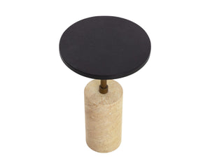 Sunpan SALDO Sculptural End Table - Industrial Chic Accent Piece with Concrete & Travertine Finish for Any Space 112582