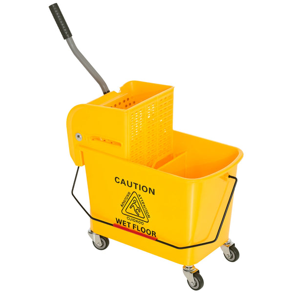 English Elm Mop Bucket with Wringer 21 Quart Rolling Janitorial Pail for Home Floor Care T3971P384728