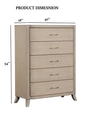English Elm Transitional Oak Veneer Chest Dovetail Drawers Acrylic Hardware Felt Lined Bedroom B2741P370417