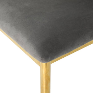 English Elm Modern Velvet Upholstered Dining Chairs Set of 2 with Electroplated Legs for Kitchen Dark Gray W210P301580