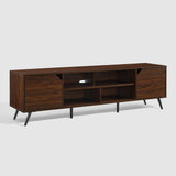 Noah Mid-century Modern 70" TV Stand - Stylish Dark Walnut Storage for TVs Up to 80" - Sleek Design!