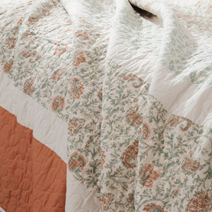 English Elm 6 Madison Park Dawn Cotton Percale Reversible Quilt Set with Paisley Pintuck, Lace Trim, Pillows, Full/Queen Coral 18.31 L x 23.03 W x 12.01 H B035129020