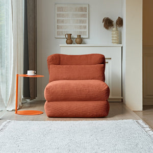 English Elm Cloud Corduroy Sleeper Chair Foldable High Density Foam Seat for Small Space Living Orange W1765P448612