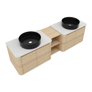 English Elm 72'' Wall-Mounted Bathroom Vanity With Elegant Ceramic Sink, Smart Storage, Soft-Close Doors & More W999S00478