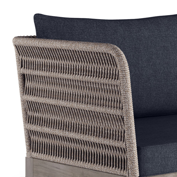 English Elm Santiago Outdoor Sofa in Slate Grey — Handcrafted Aluminum & Acacia Wood, Water-Repellent Cushions, Removable Covers B136P159396