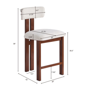 English Elm Christopher Knight Home® - 26.5'' Stylish Round Stools with Low Back - Comfortable Upholstered Seats, Walnut Base, Metal Frame White+Walnut N780P236628W