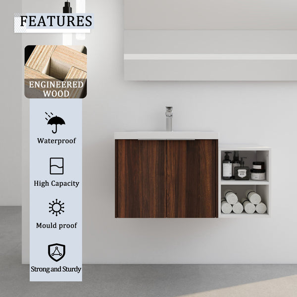English Elm 36 Inch Soft Close Doors Bathroom Vanity With Resin Sink, Modern Design & Ample Storage Solutions W999S00183