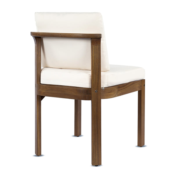 English Elm Acacia Wood Outdoor Dining Chairs Set of 4 Sculpted Back Patio Seating Brown,Cream N768P373124B_4