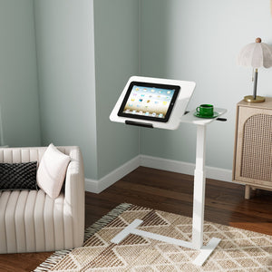 English Elm Mobile Rolling Overbed Laptop Desk with Tilting Panel Height Adjustable for Home or Hospital White W3895P460672