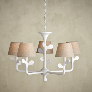Charny Chandelier - Elegant White Composite Fixture with Nature-Inspired Design & Adjustable Height