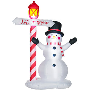 English Elm Homcom 7Ft Inflatable Snowman With Led Street Light - Cheerful Holiday Outdoor Decor For Easy Display W2225P229258