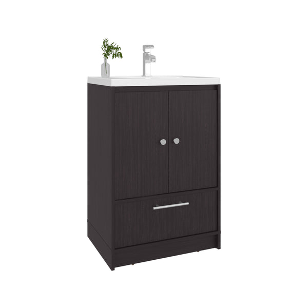English Elm Bathroom Vanity with Sink Engineered Wood, Single Drawer Storage, Compact Modern Minimalist Design Black 34.25 L x 23.23 W x 13.39 H B097P350324