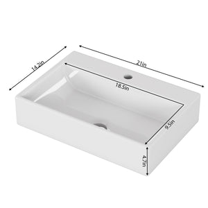 English Elm 20.6" Square Ceramic Vessel Sink Above Counter Basin for Contemporary Bathrooms W3151P266234