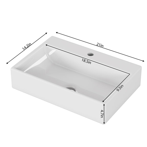 English Elm 20.6" Square Ceramic Vessel Sink Above Counter Basin for Contemporary Bathrooms W3151P266234