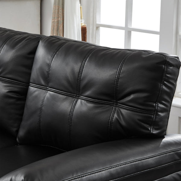 English Elm 59" Club Style Tufted Pu Leather Loveseat with Hidden Storage and Wide Padded Armrests Black W1097S00243