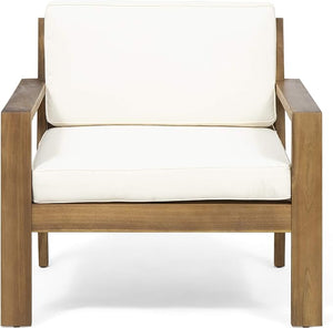English Elm Christopher Knight Home® - Outdoor Acacia Wood Club Chairs With Cream Cushions - Classic Design For Elegant Patio Living 63663.00CRM