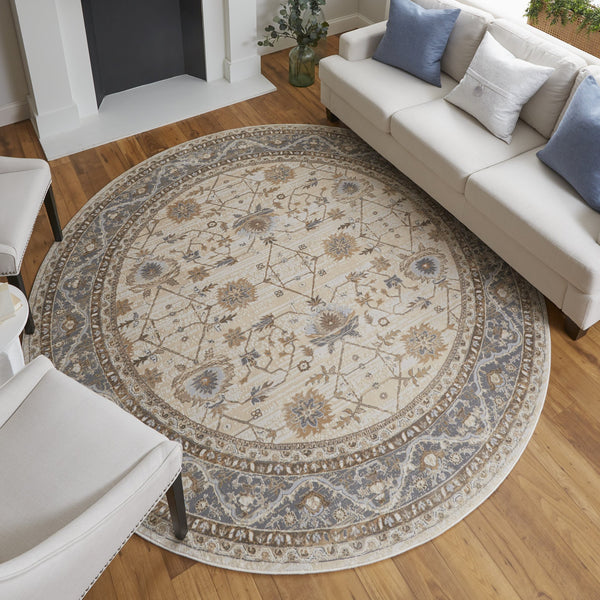 Feizy Rugs Celene Vintage-inspired Floral Rug - Elegant Power Loomed Design In Warm Neutral Palette For Any Space Tan,Ivory,Gray Viscose,Polyester Cel39kvfbgegryn97