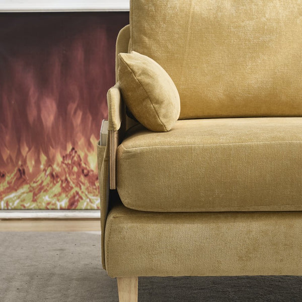 English Elm Foldable mid-century sleeper sofa bed recliner 3-in-1 convertible for small spaces with pillows and storage Mustard yellow W395P290559