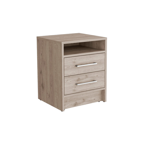 English Elm Eter Smart Nightstand with Two Smooth-Glide Drawers and Top Shelf — Compact, Modern Storage Solution Gray 22.8 L x 18.9 W x 7.5 H B20091862
