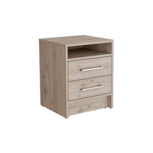 English Elm Eter Compact Nightstand with Two Smooth-Glide Drawers and Top Shelf for Smart Space Saving_x0008_ Gray 22.8 L x 18.9 W x 7.5 H B07091862