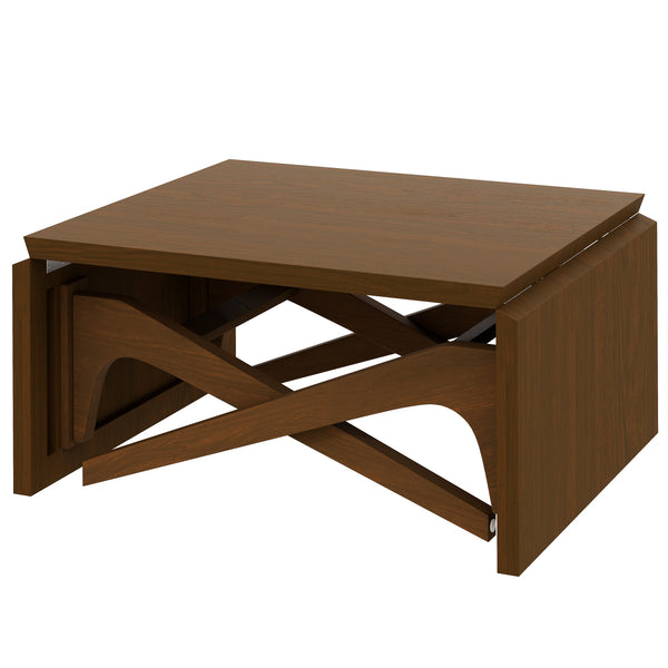 English Elm Transformer Solid Wood Convertible Table Adjustable Height Expandable Top for Small Spaces Walnut N735P406282D