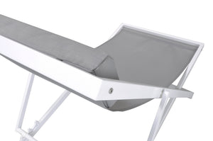 English Elm Velian Foldable Outdoor Patio Aluminum Deck Chair with Gray Textilene Sling & Padded Headrest, UV Resistant B2736P354390