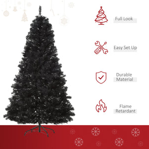 English Elm Homcom 7Ft Black Douglas Fir Artificial Christmas Tree – Realistic Tips, Gothic Charm For Holidays W2225P229343