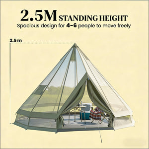 English Elm Outdoor Canvas Teepee Tent for Family Camping with Stove Jack All Season Use T3971P486614
