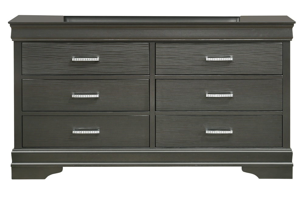 English Elm Modern Brooklyn 6-Drawer Dresser in Gray — Spacious Manufactured Wood Storage, Sleek Bedroom Elegance, Durable Craftsmanship 733569231058