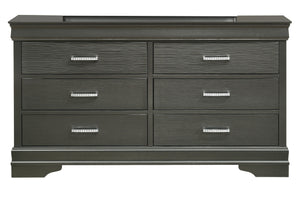 English Elm Modern Brooklyn 6-Drawer Dresser in Gray — Spacious Manufactured Wood Storage, Sleek Bedroom Elegance, Durable Craftsmanship 733569231058
