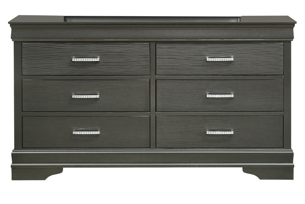 English Elm Modern Brooklyn 6-Drawer Dresser in Gray — Spacious Manufactured Wood Storage, Sleek Bedroom Elegance, Durable Craftsmanship 733569231058