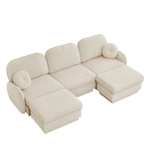 English Elm 105" Chenille Cloud Sofa Deep Seat Three Seater with Quilted Back for Living Room W714S01752