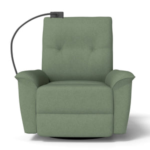English Elm 270° Swivel Power Recliner Velvet Glider Rocker with Usb Ports for Living Room Dark Green W1028S00059