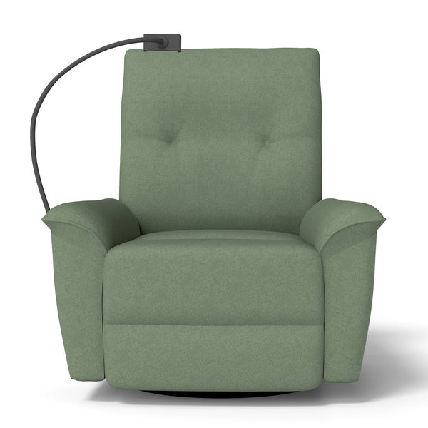 English Elm 270° Swivel Power Recliner Velvet Glider Rocker with Usb Ports for Living Room Dark Green W1028S00059