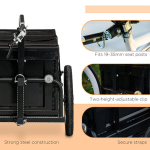 English Elm Aosom Folding Bike Cargo Trailer with Galvanized Base Removable Box and 16 Inch Wheels W2225P200590