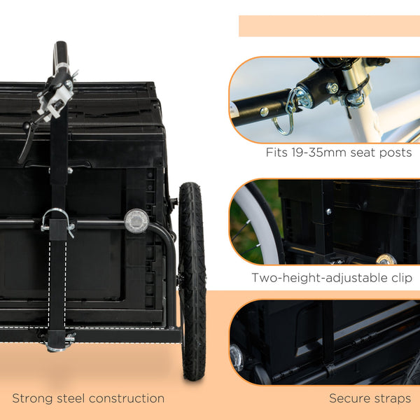 English Elm Aosom Folding Bike Cargo Trailer with Galvanized Base Removable Box and 16 Inch Wheels W2225P200590