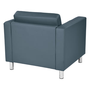 OSP Home Furnishings Pacific Club Armchair in Faux Leather with Chrome Legs for Modern Living Spaces Blue PAC51-R105