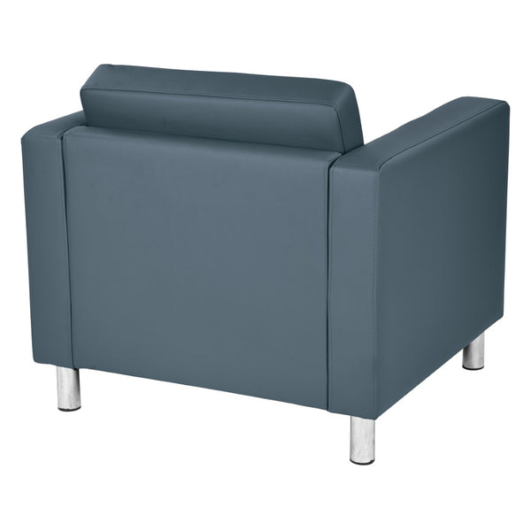 OSP Home Furnishings Pacific Club Armchair in Faux Leather with Chrome Legs for Modern Living Spaces Blue PAC51-R105
