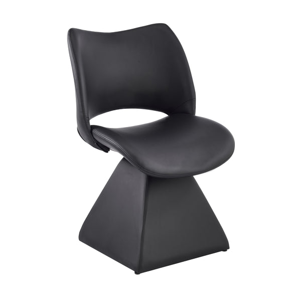 English Elm The Swivel Dining Chair with Hollow Cutout Back Faux Leather Hardwood Frame Modern Black W3612P436510