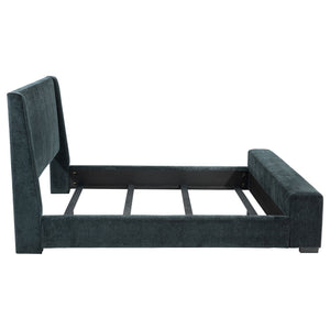 English Elm Sebastian Navy Wingback King Bed with Flame Visualizer and Bluetooth Speaker B062S01651