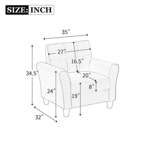 English Elm 35" Modern Living Room Armchair Linen Upholstered Couch Furniture For Home Or Office ,Light Grey,(1-Seat,Old Sku:Wf288517Aar)