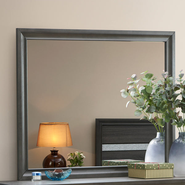 English Elm Madrid Contemporary Decorative Wall Mirror with Unique Shaped Frame, Laminate Wood Grain Finish, 37x46 inchesMadrid Contemporary Decorative Wall Mirror with Unique Shaped Frame, Laminate Wood Grain Finish, 37x46 inches Gray 3 L x 49 W x 39 H B078P286018