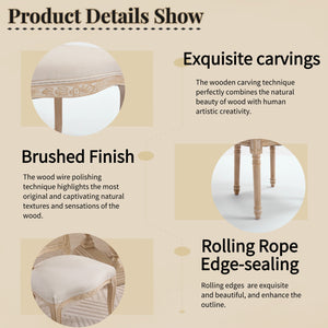 English Elm French Country Dining Chairs Set Of 2 - Stylish Upholstered Design, Fan-Back Comfort For Any Space W3426P324536